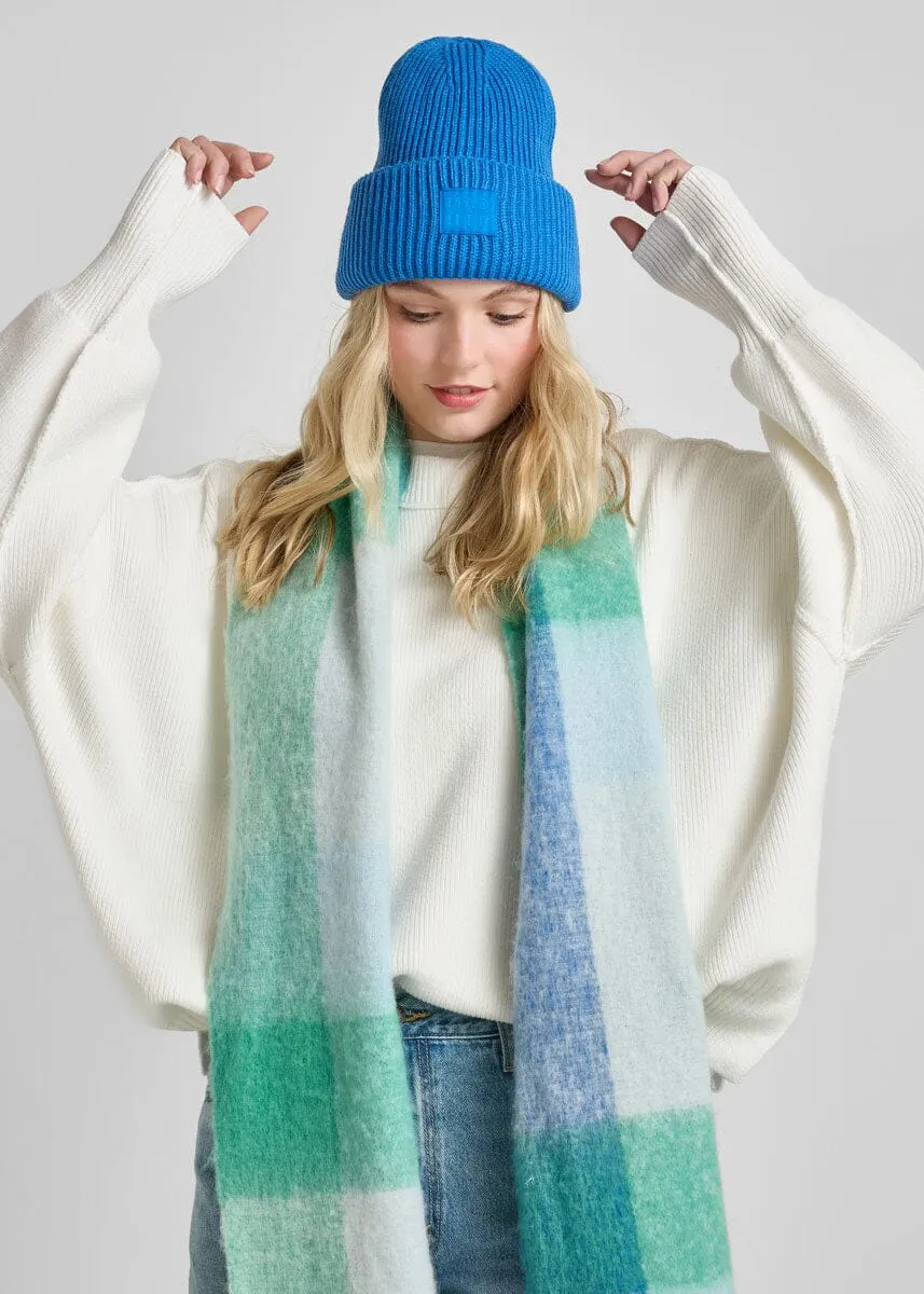 Adult Mad Hatter Ribbed Knit Beanie - Cobalt