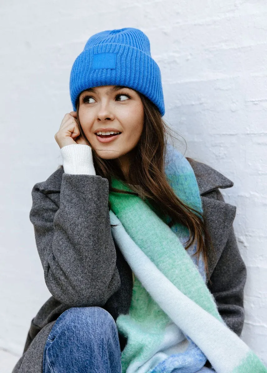 Adult Mad Hatter Ribbed Knit Beanie - Cobalt