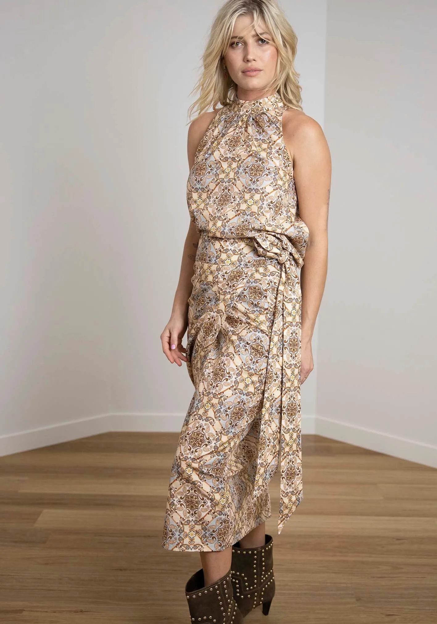 Alexandra Scarf Set | Halter Top & Midi Wrap Skirt
