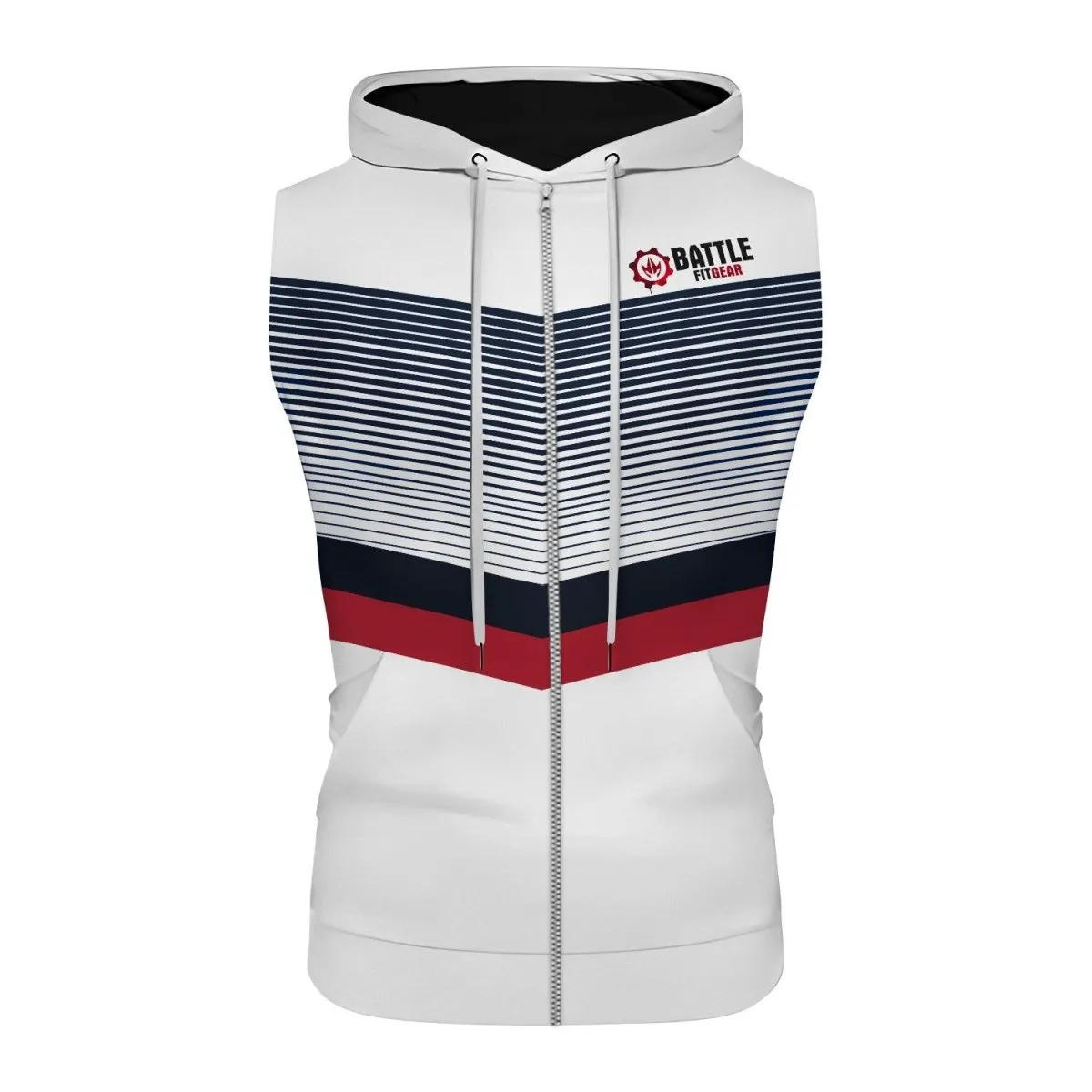American Flag White Sleeveless Pullover & Zip Hoodie