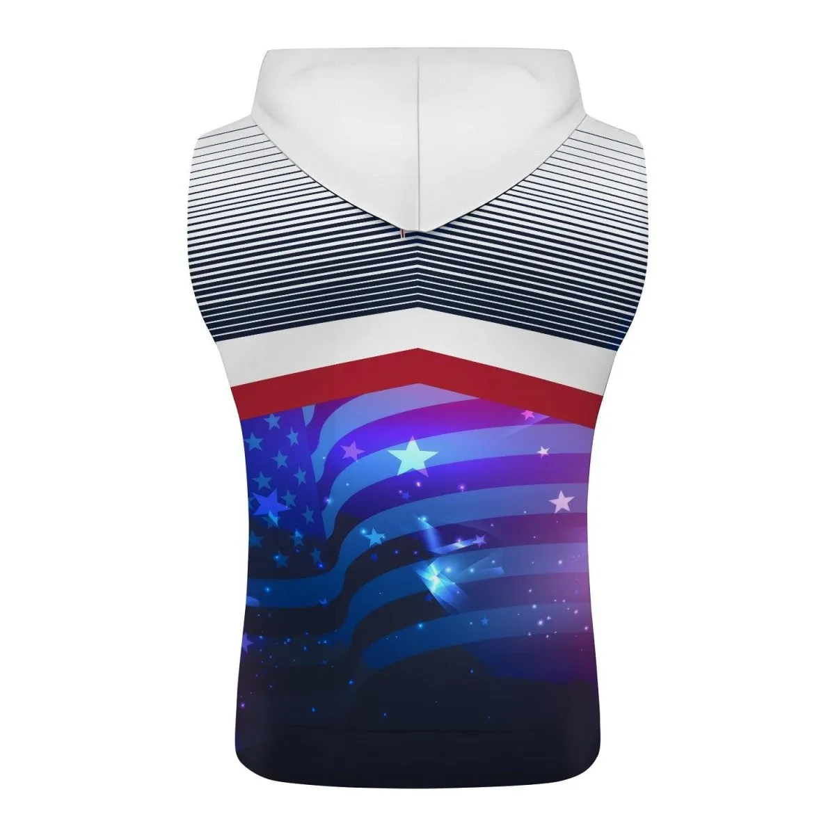 American Flag White Sleeveless Pullover & Zip Hoodie