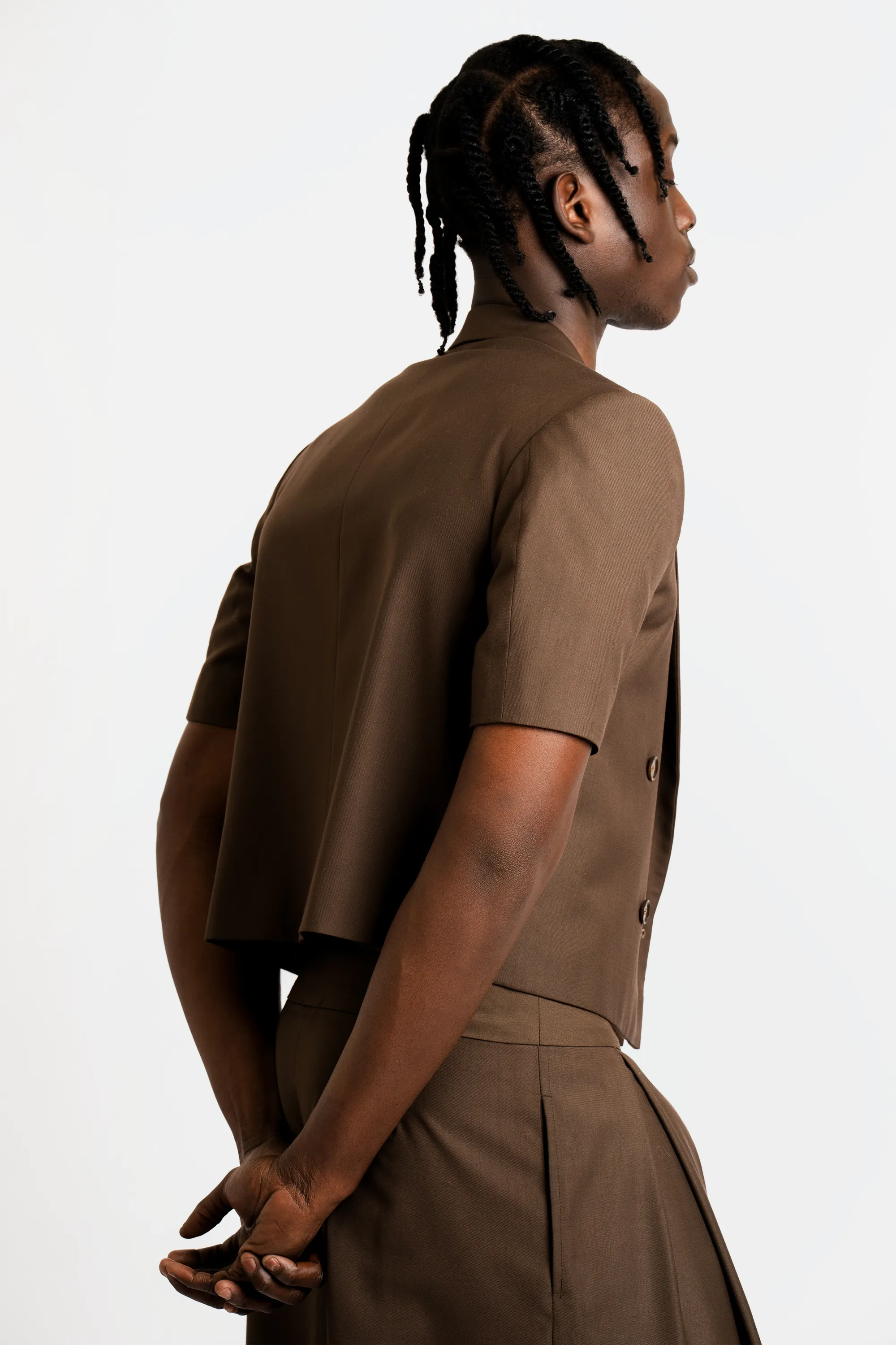 André Espresso Cropped Short Suit
