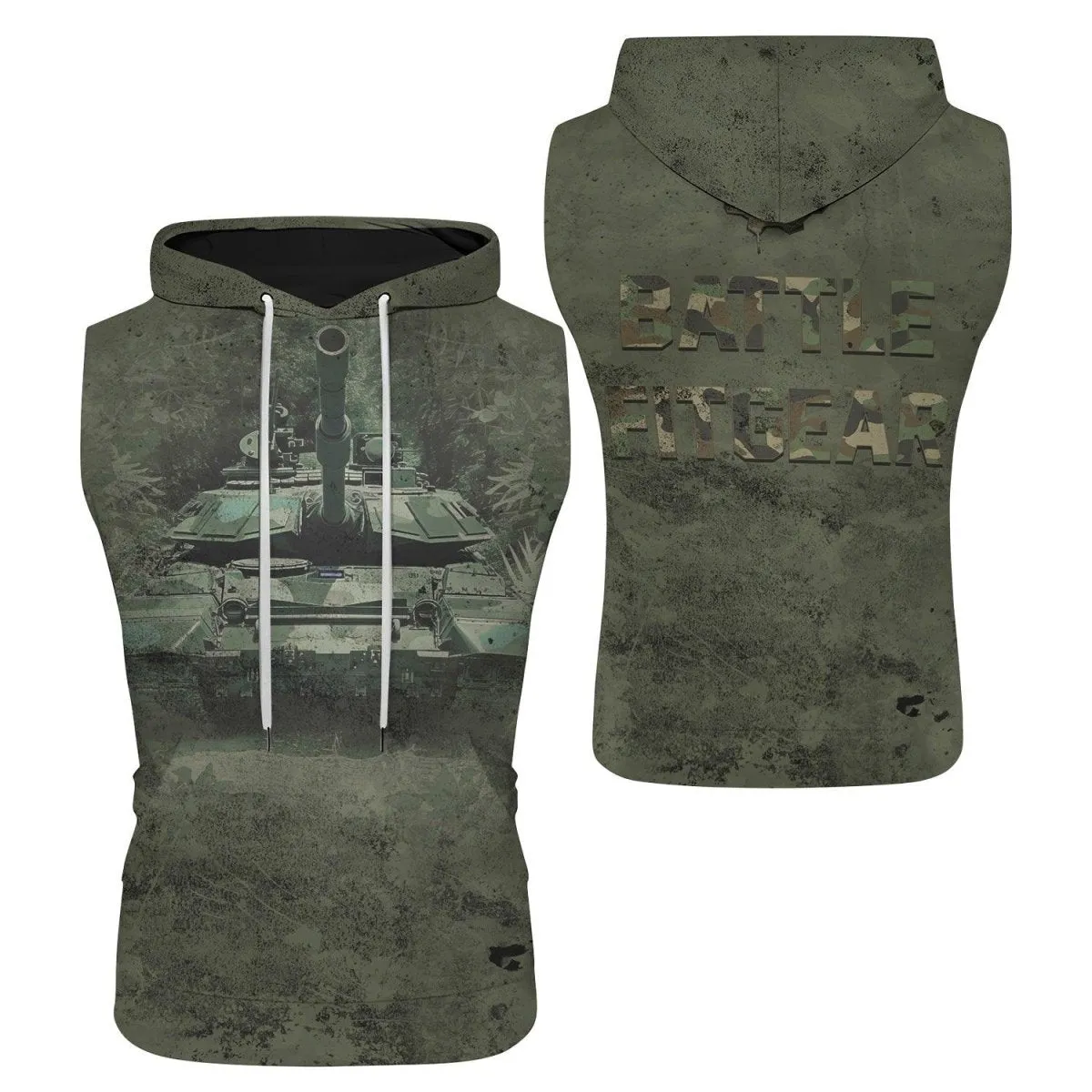 Army Camo Sleeveless Pullover & Zip Hoodie