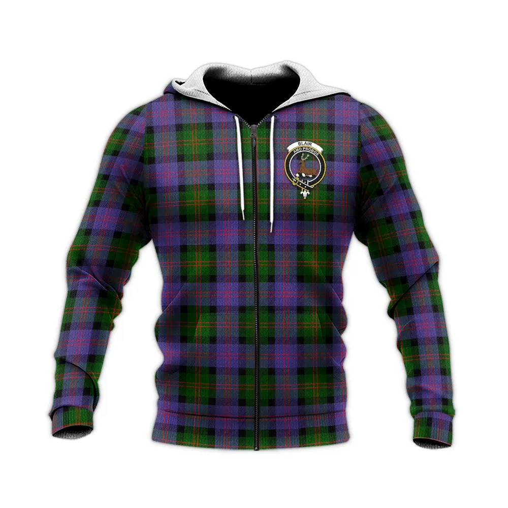 Blair Modern Tartan Knitted Hoodie with Family Crest
