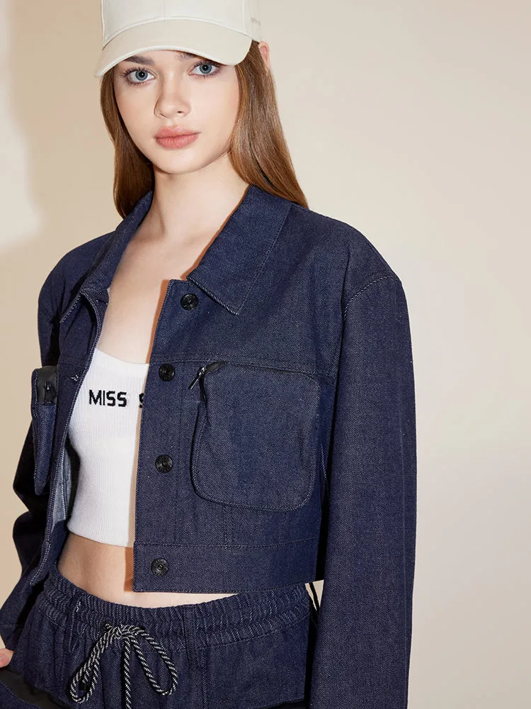 Cargo Lapel Pocket Denim Jacket