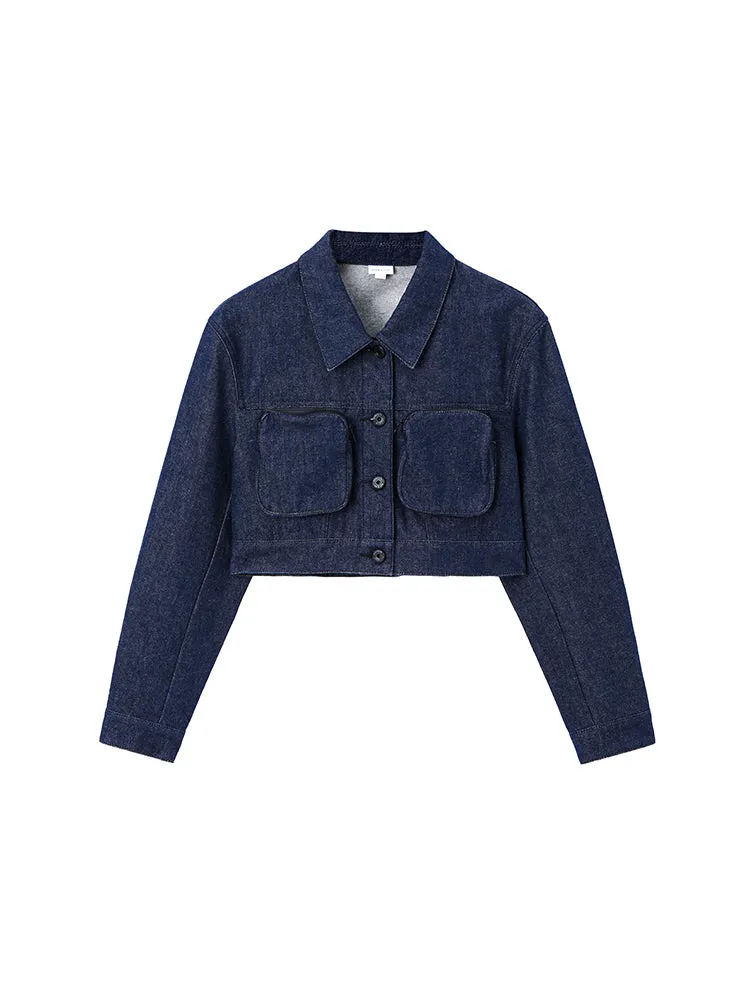 Cargo Lapel Pocket Denim Jacket