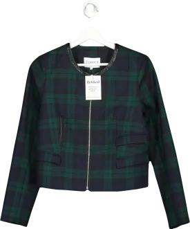 Claudie Pierlot Green Tartan Cropped Jacket UK 10