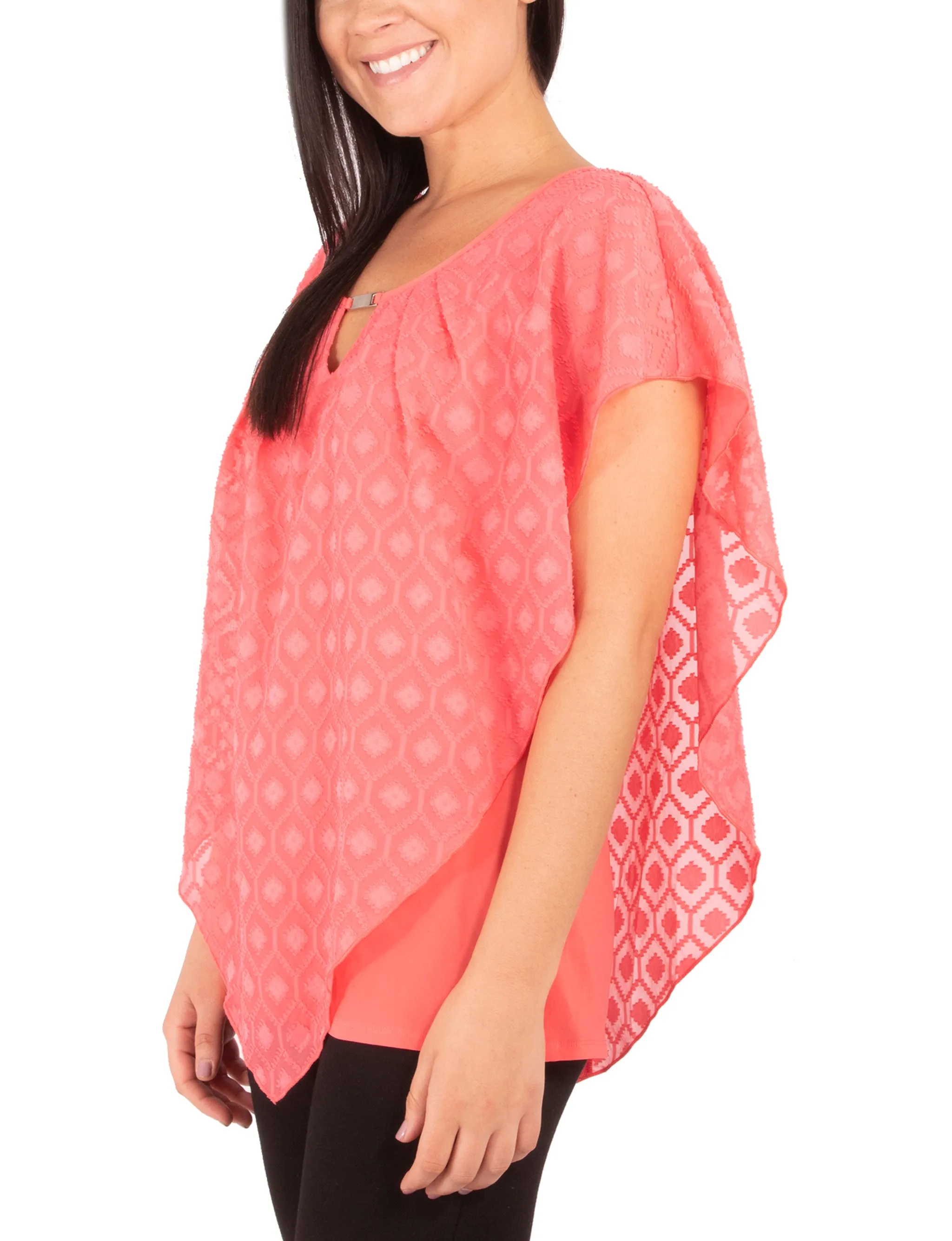 Clipdot Poncho Top With Hardware