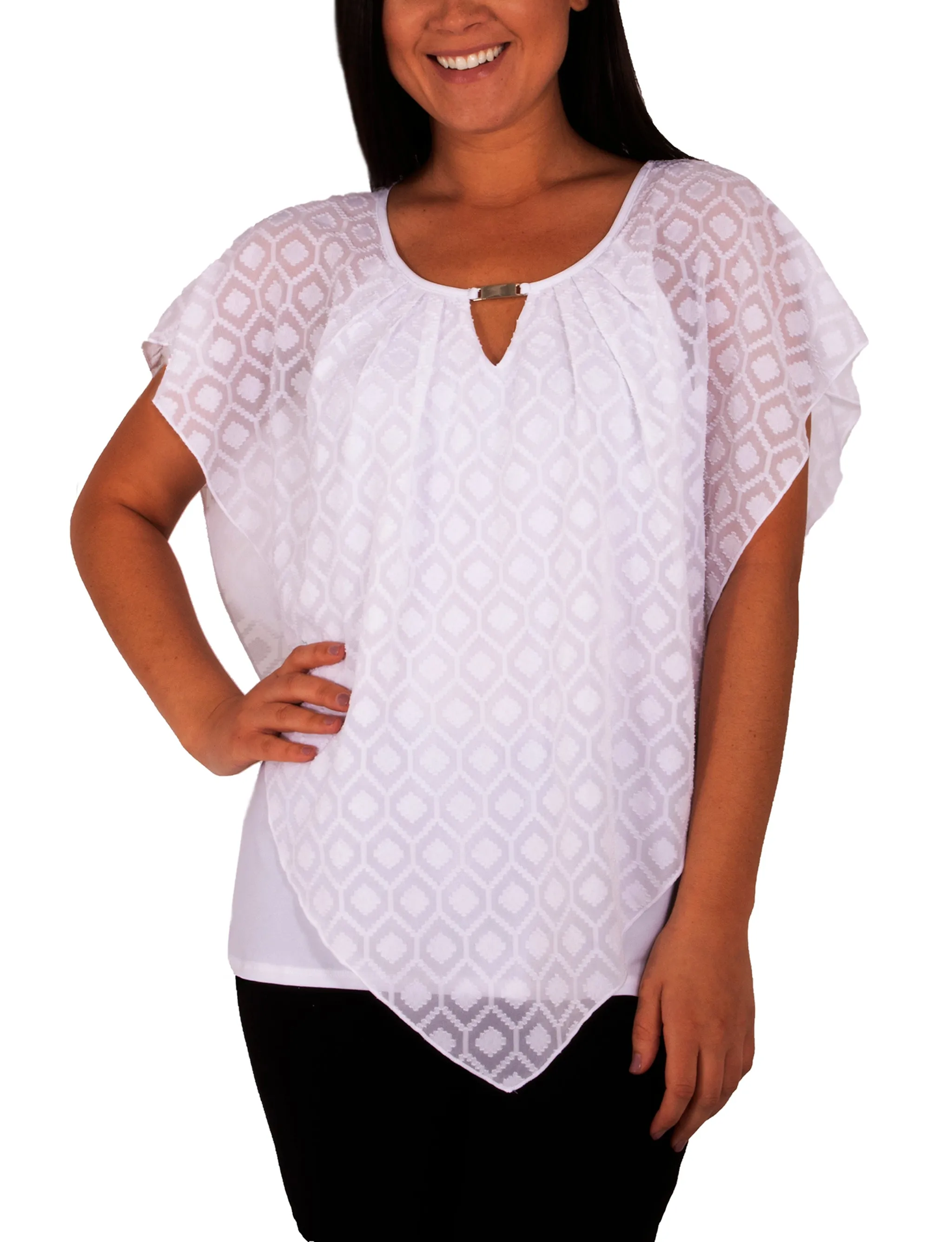 Clipdot Poncho Top With Hardware