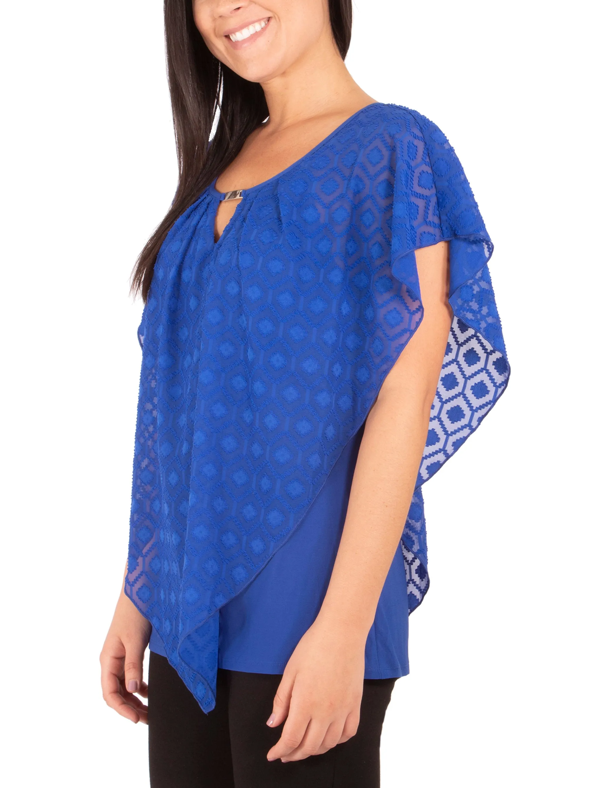 Clipdot Poncho Top With Hardware