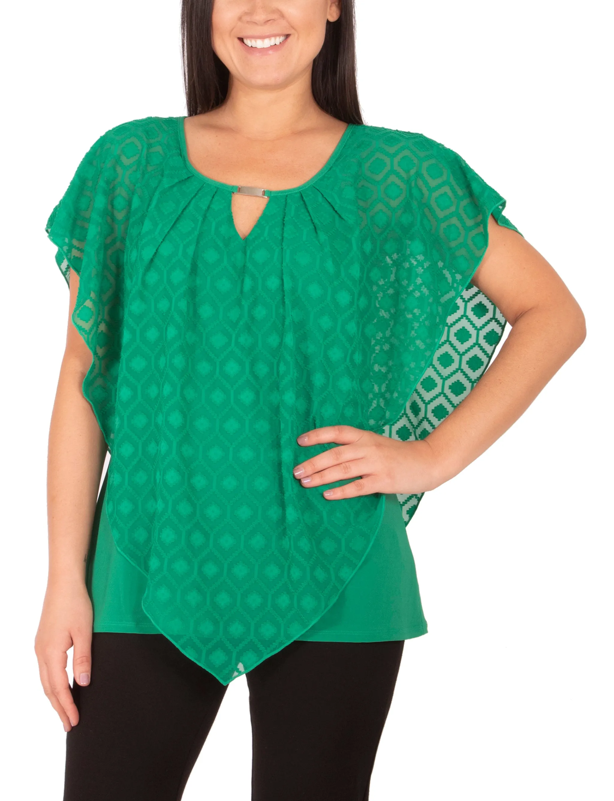 Clipdot Poncho Top With Hardware