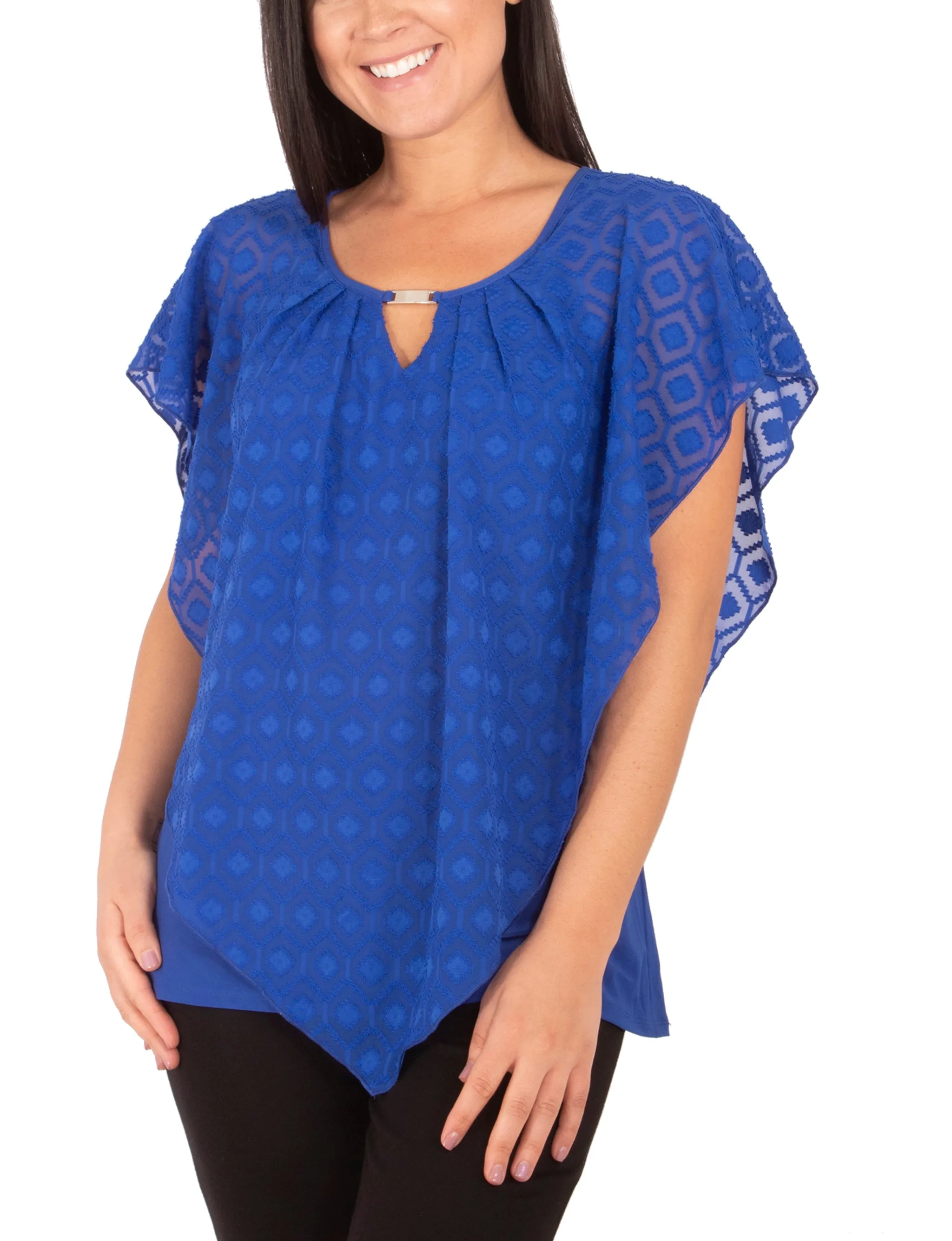 Clipdot Poncho Top With Hardware