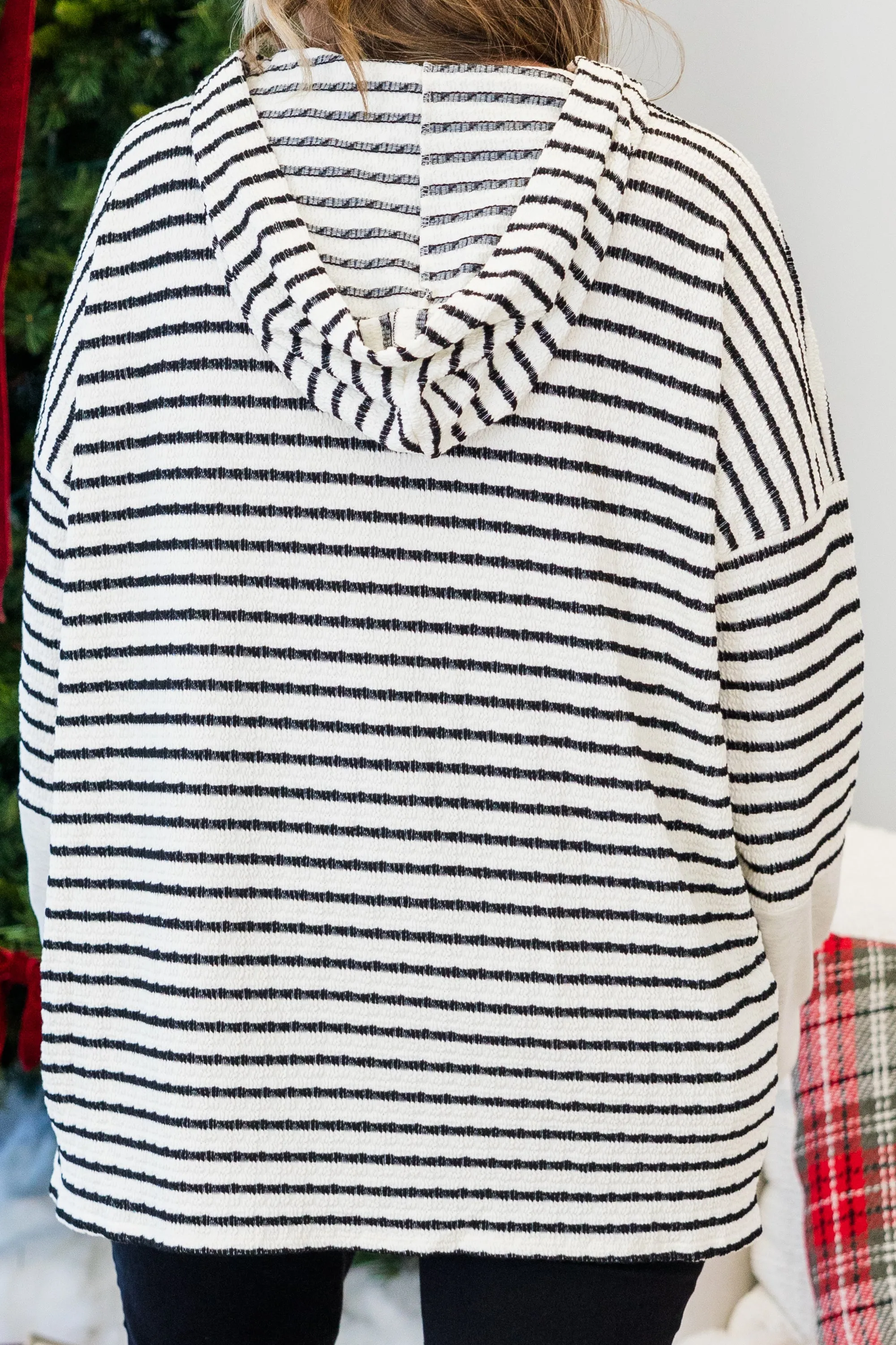 Coastal Breeze Hoodie, Cream-Black