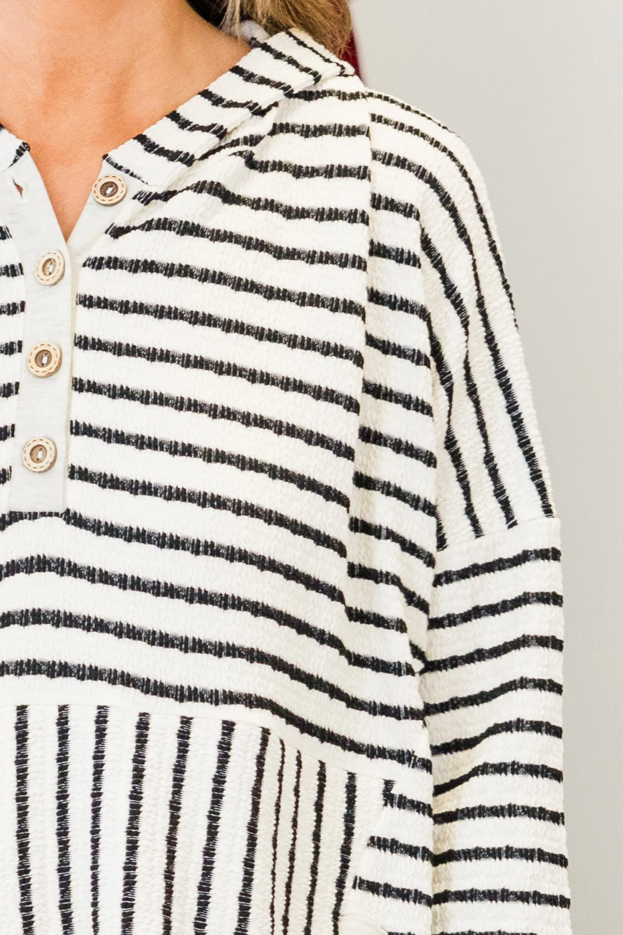 Coastal Breeze Hoodie, Cream-Black