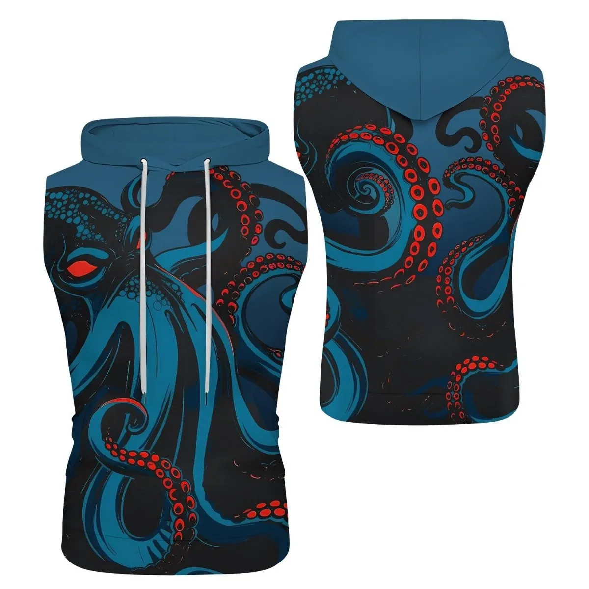 Dark Sea Octopus Sleeveless Pullover & Zip Hoodie