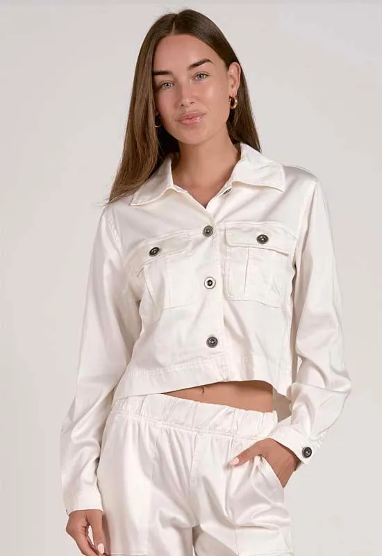 Elan - Crop Button Jacket White