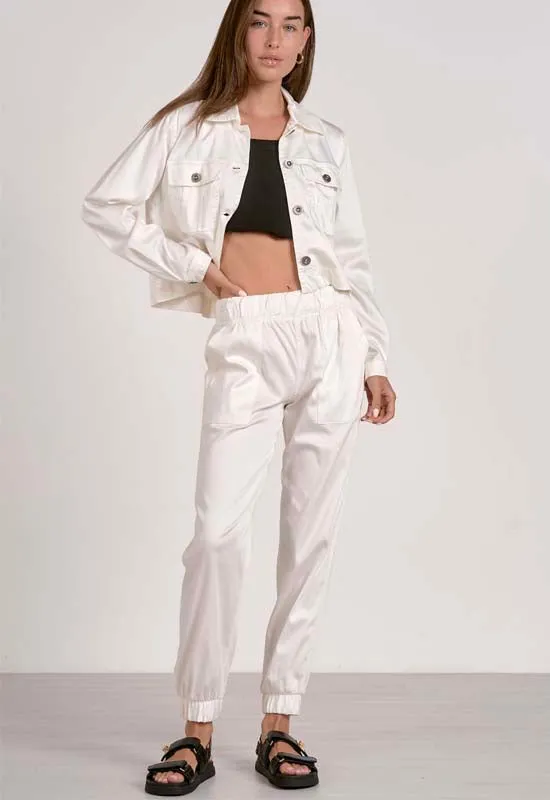 Elan - Crop Button Jacket White