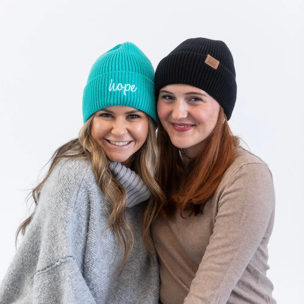 Embroidered Beanie - Teal   White Hope