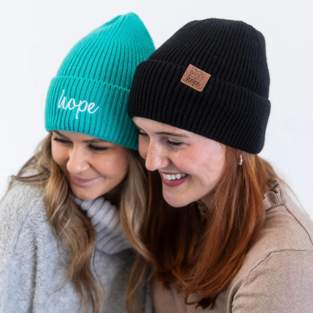 Embroidered Beanie - Teal   White Hope
