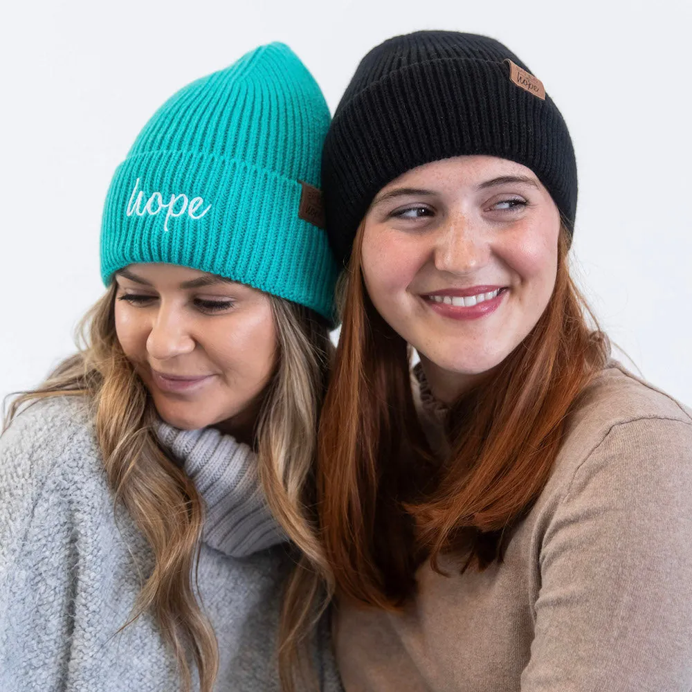 Embroidered Beanie - Teal   White Hope