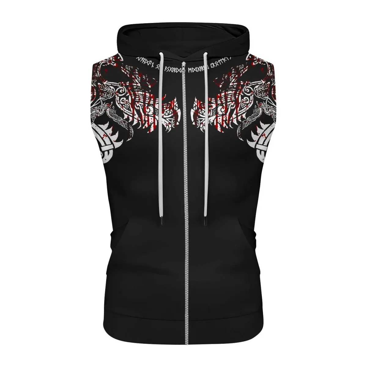 Geri & Freki Blood Tattoo Viking Sleeveless Pullover & Zip Hoodie