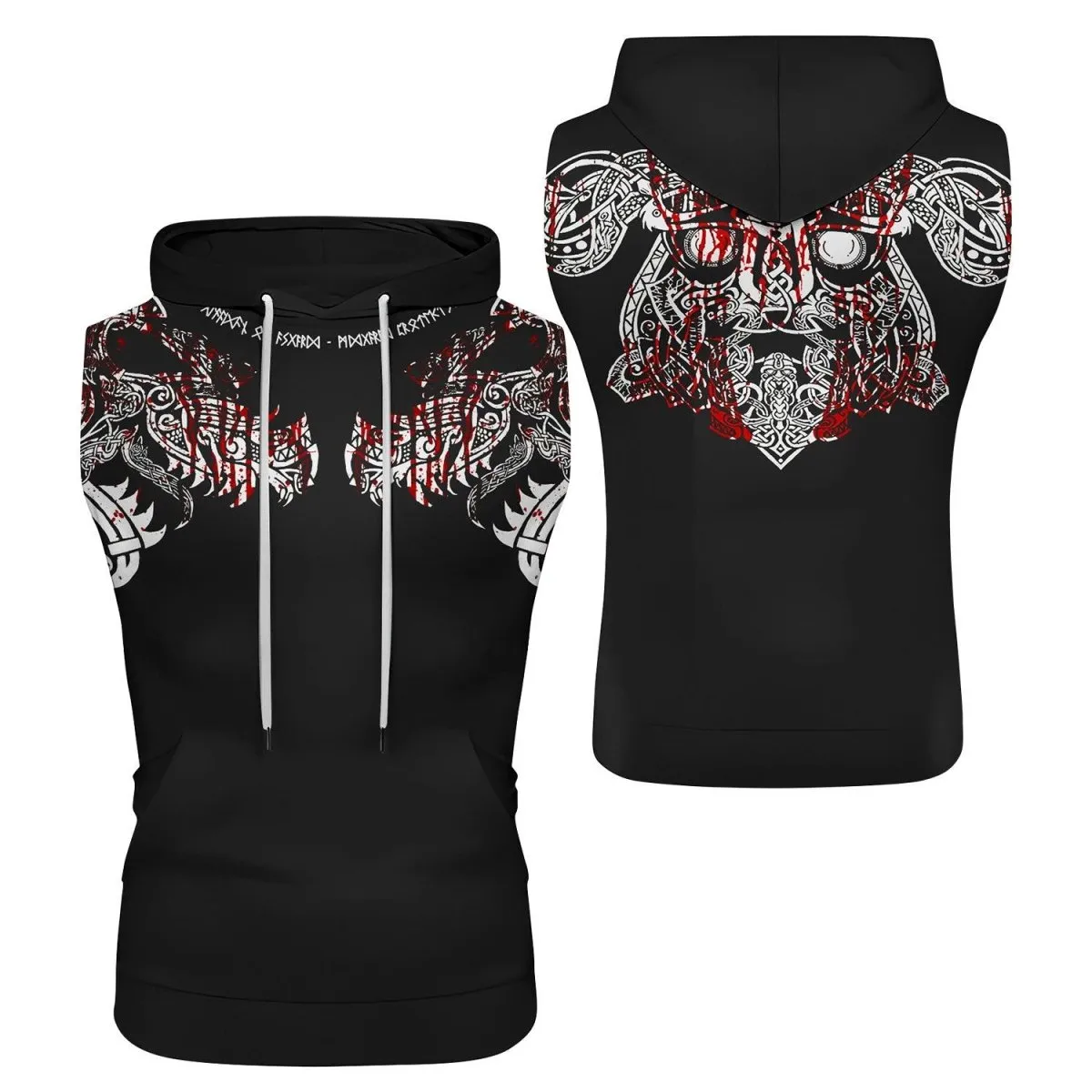 Geri & Freki Blood Tattoo Viking Sleeveless Pullover & Zip Hoodie