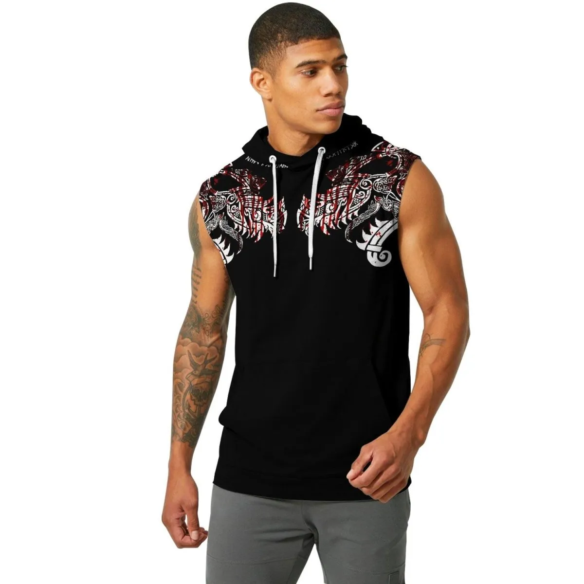 Geri & Freki Blood Tattoo Viking Sleeveless Pullover & Zip Hoodie