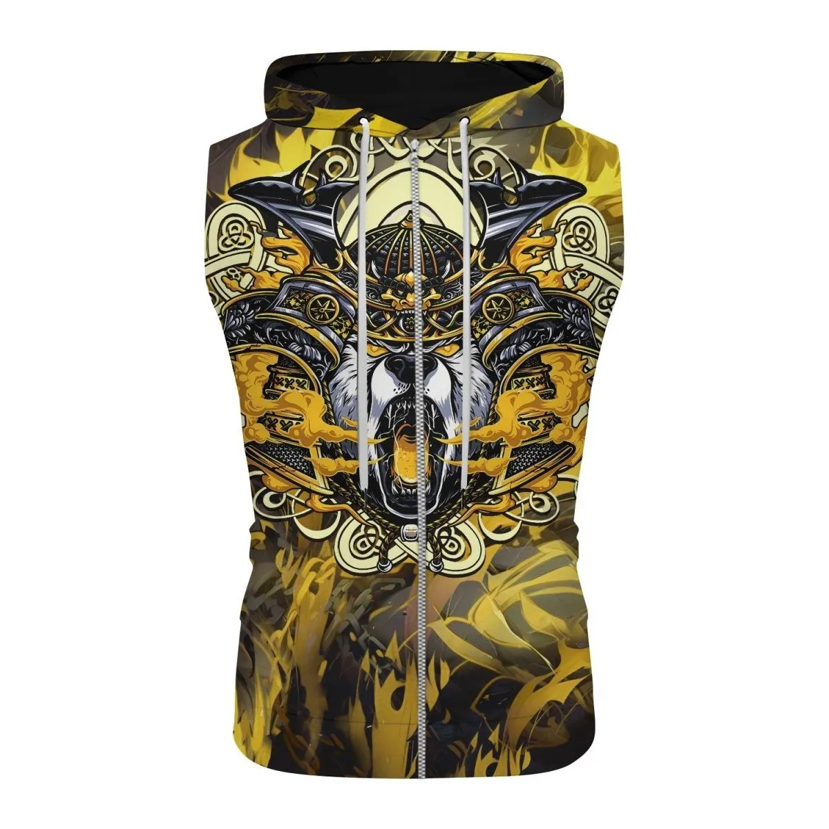 Golden Panda Skull Sleeveless Pullover & Zip Hoodie
