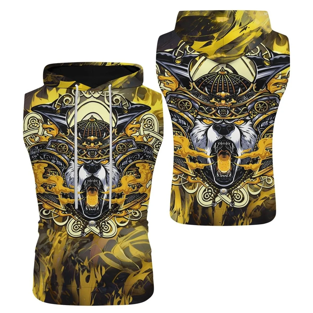 Golden Panda Skull Sleeveless Pullover & Zip Hoodie