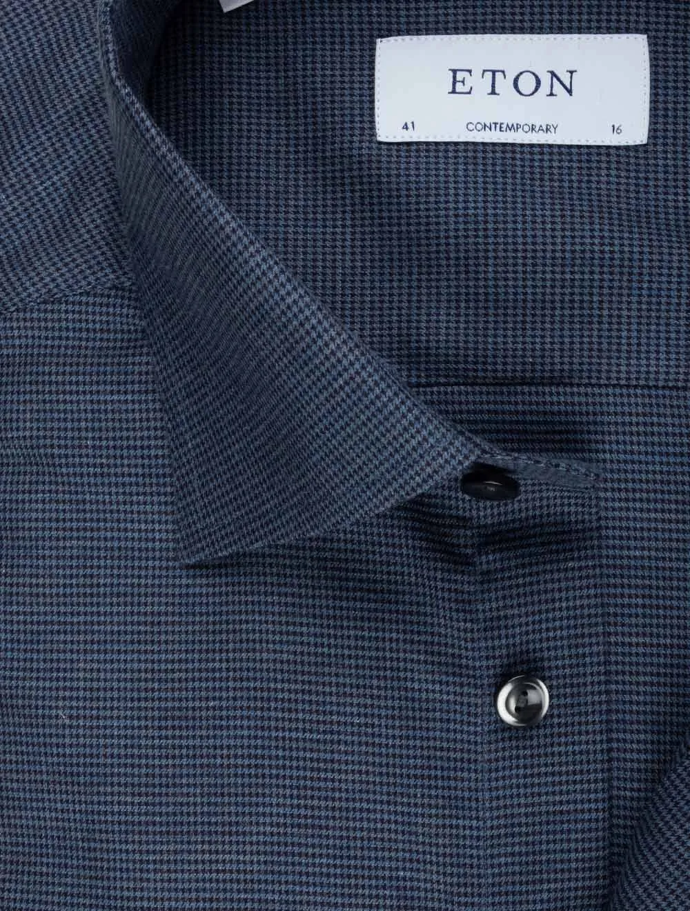 Houndtooth Wrinkle Free Flannel Shirt Navy