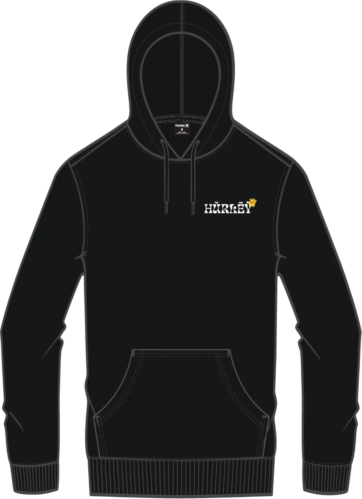 Hurley Mens Sedona Fleece Black Pullover Hoodie