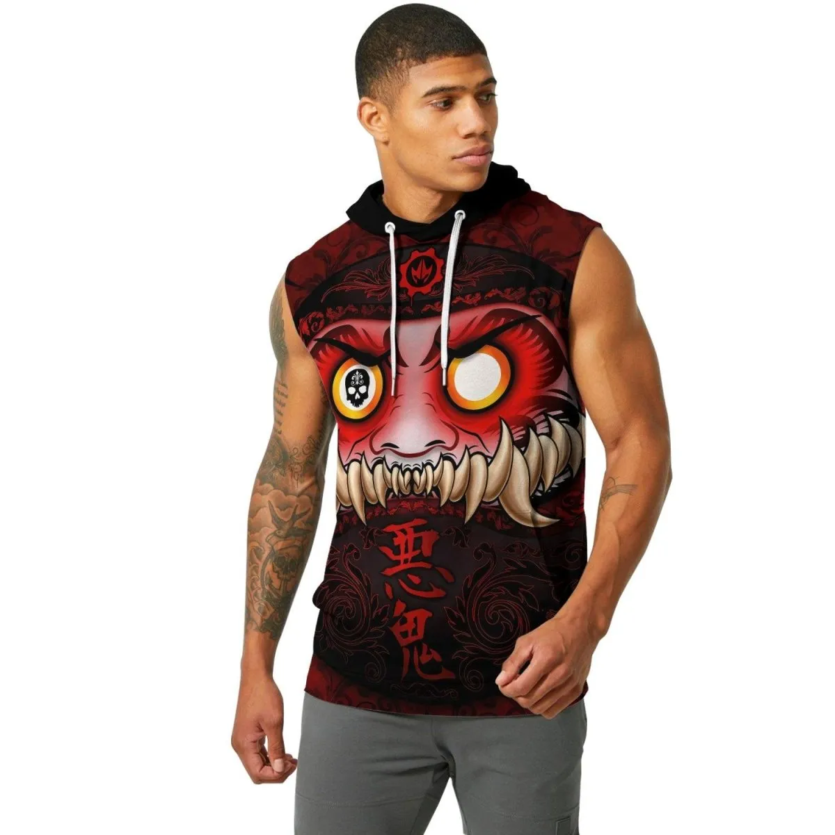 Japanese Daruma Sleeveless Pullover & Zip Hoodie