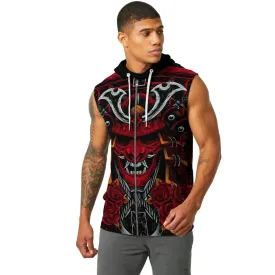 Japanese Red Demon Samurai Sleeveless Pullover & Zip Hoodie