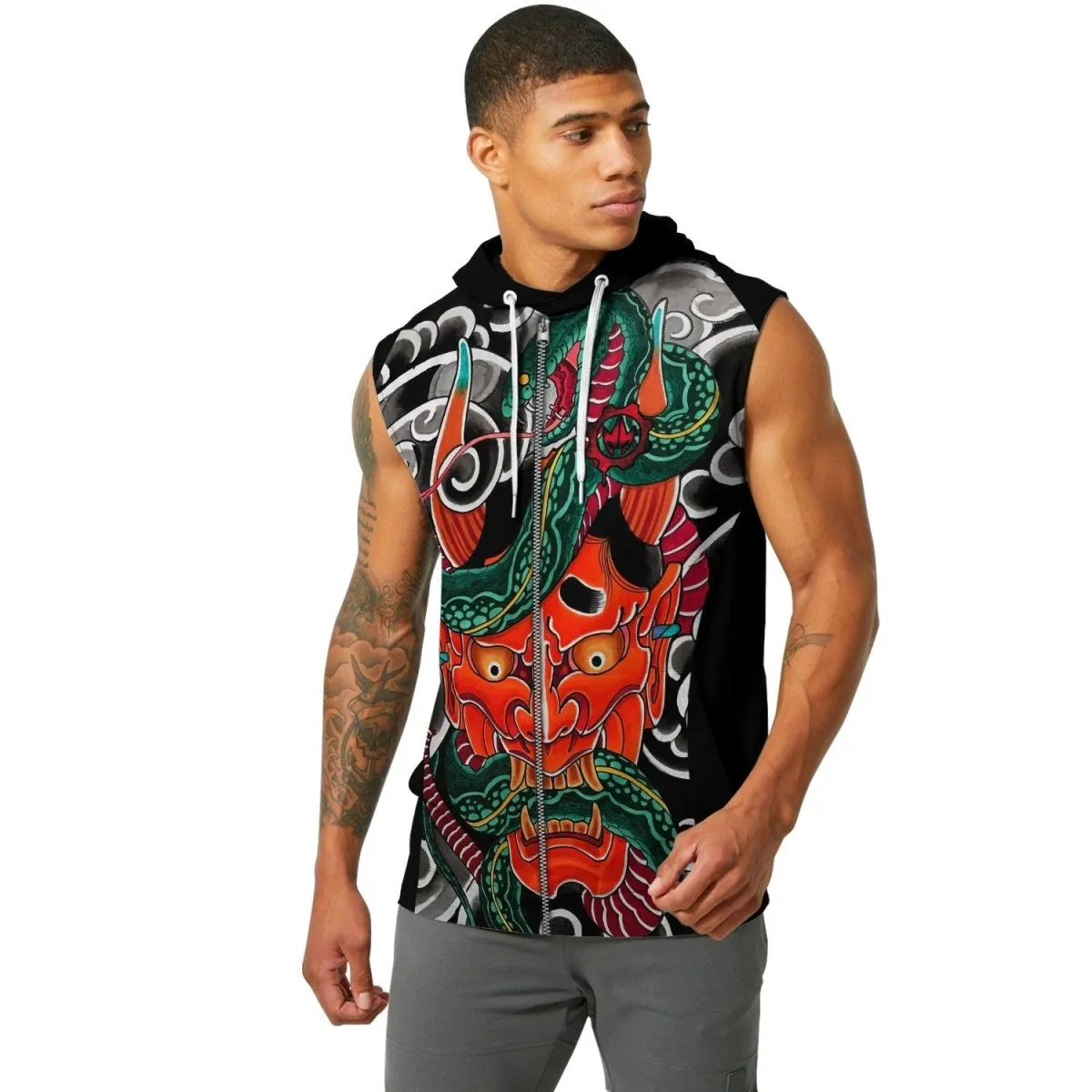 Japanese Viper Oni Sleeveless Pullover & Zip Hoodie
