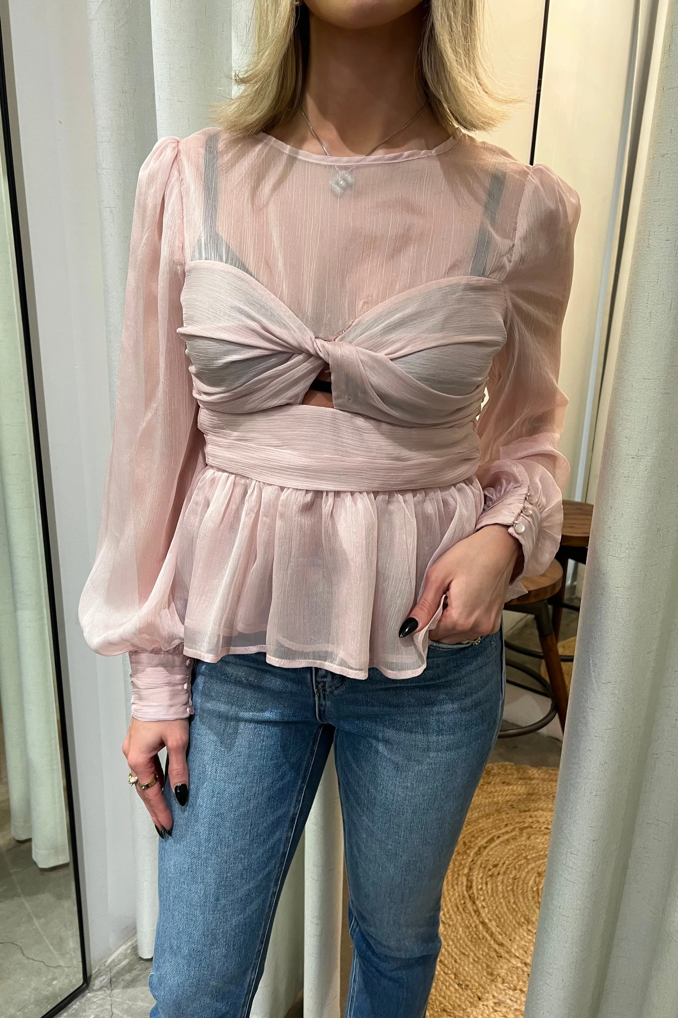 LEAH BLUSH CHIFFON BLOUSE