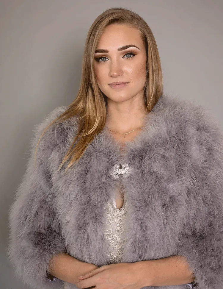 Lourdes - Limited Edition Rhinestone Collection Crop Jacket in Gray