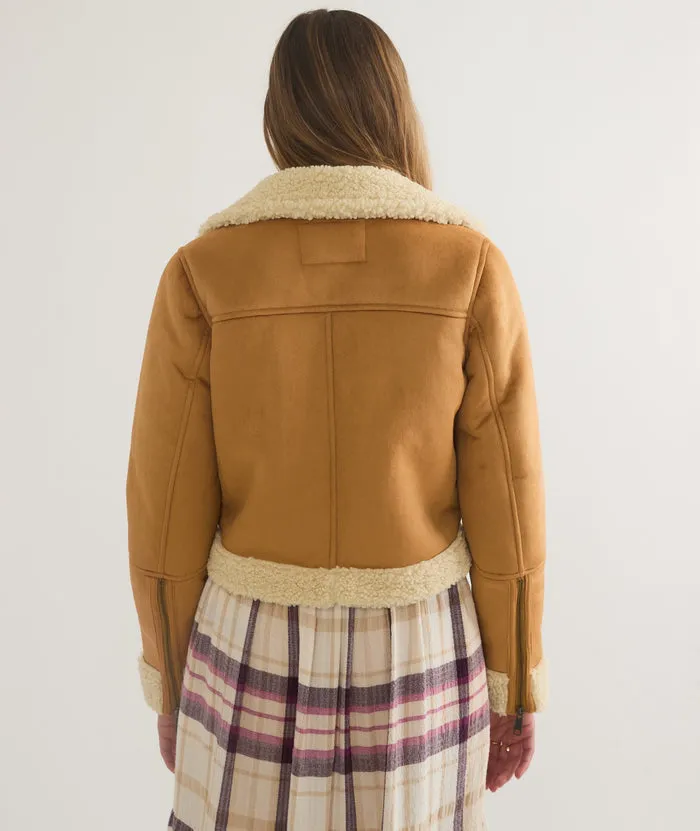 Marine Layer Sherpa Moto Jacket Chestnut