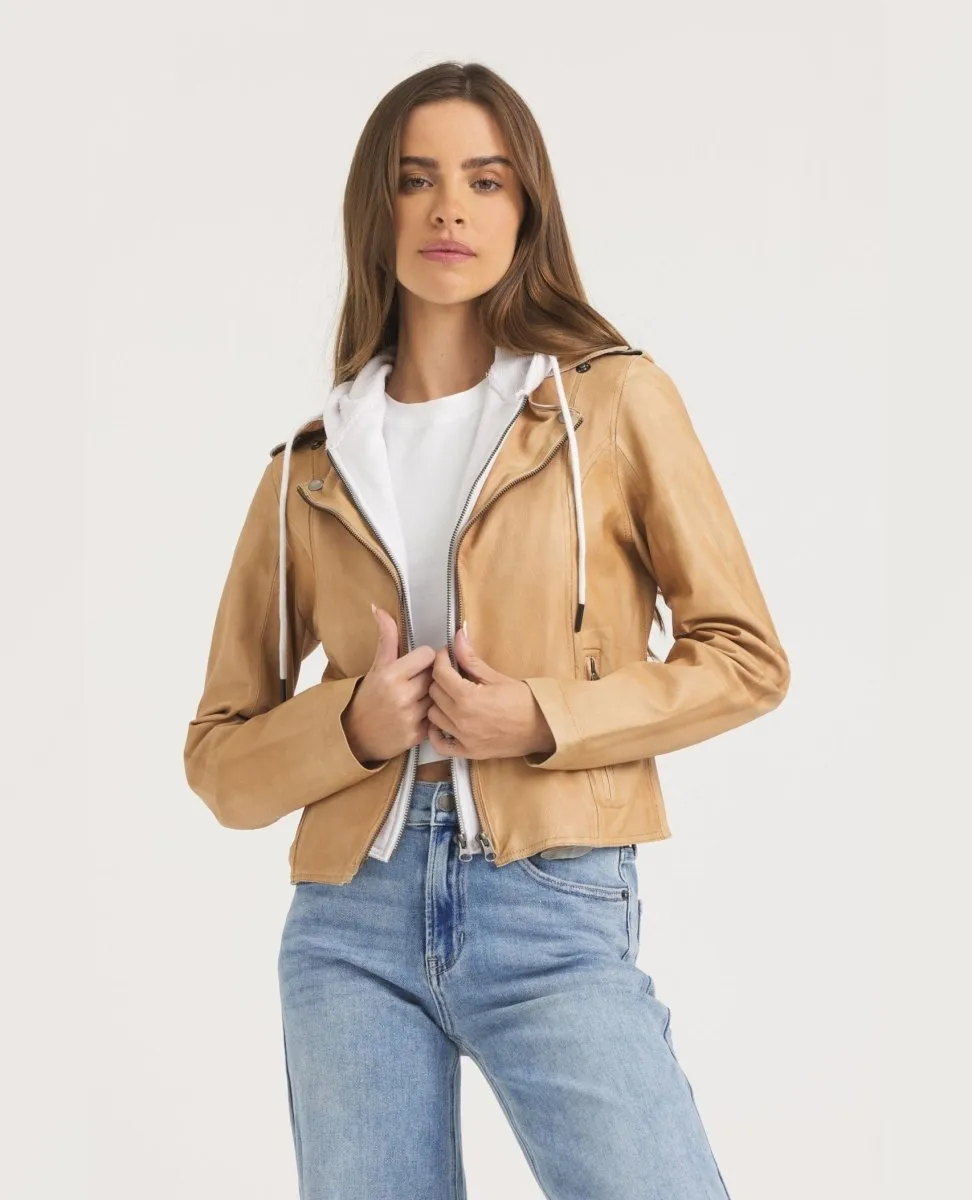 Molly Leather Jacket Au Lait