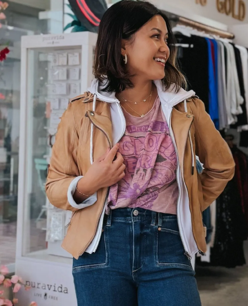 Molly Leather Jacket Au Lait