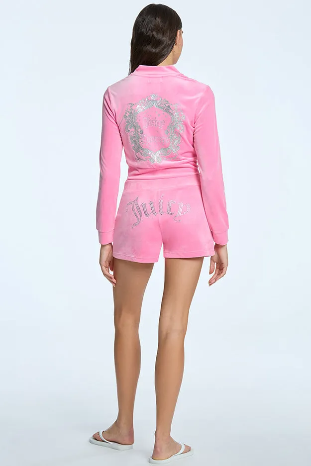 Monogram Cropped Velour Bomber Jacket