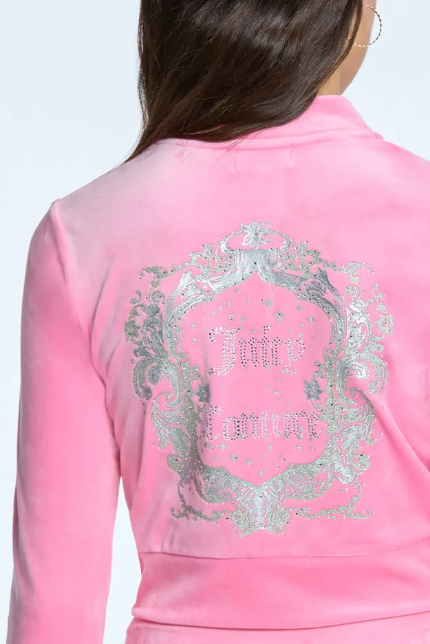 Monogram Cropped Velour Bomber Jacket