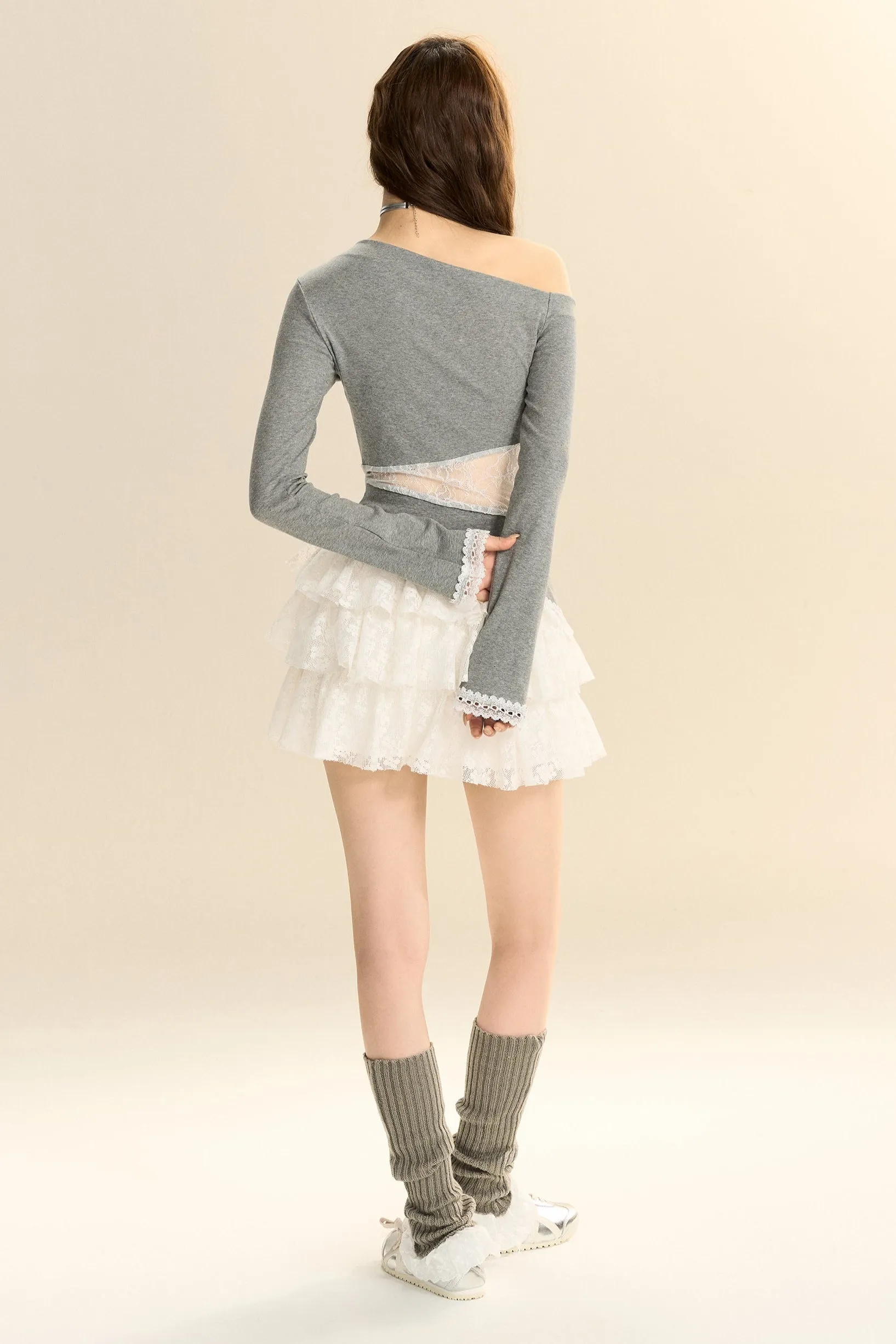 Multi-Layered Lace Ruffled Cake Skirt