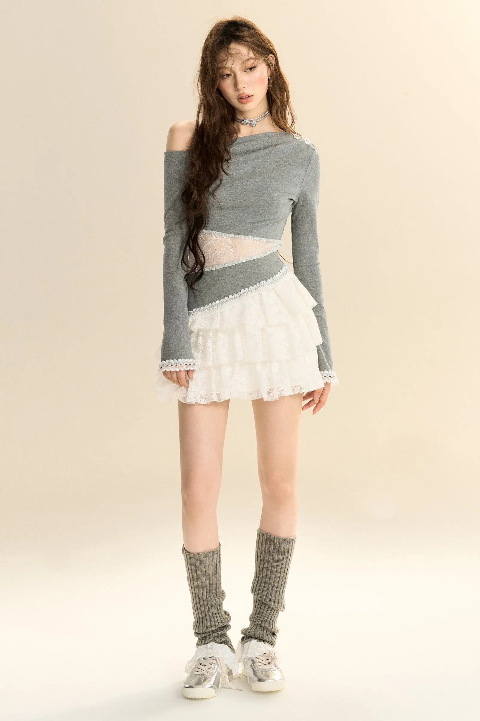 Multi-Layered Lace Ruffled Cake Skirt