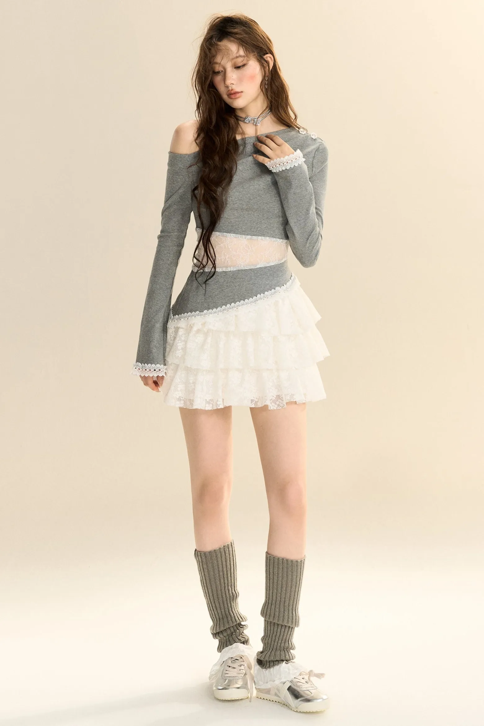 Multi-Layered Lace Ruffled Cake Skirt