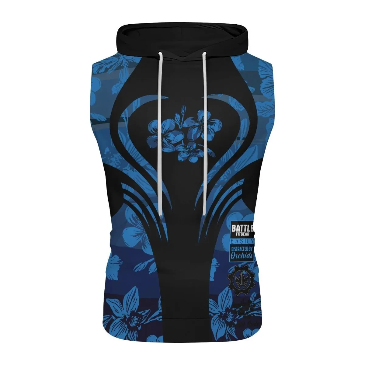 Orchid Series Floral Blue Heart Pattern Sleeveless Pullover & Zip Hoodie