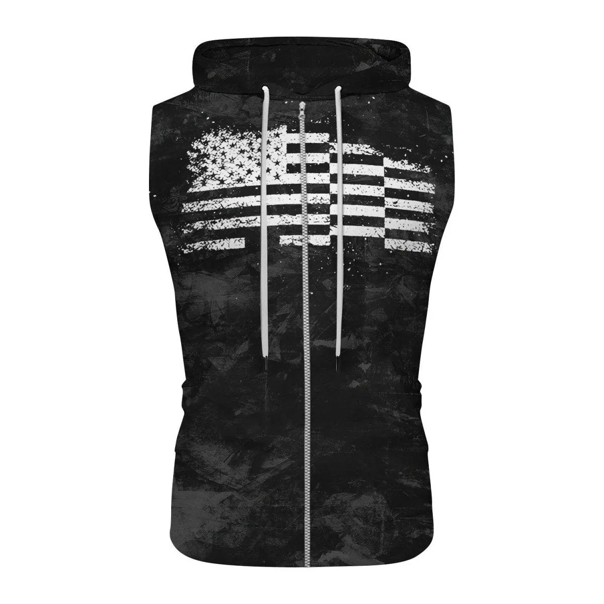 Personalized Painting American Flag Sleeveless Pullover & Zip Hoodie