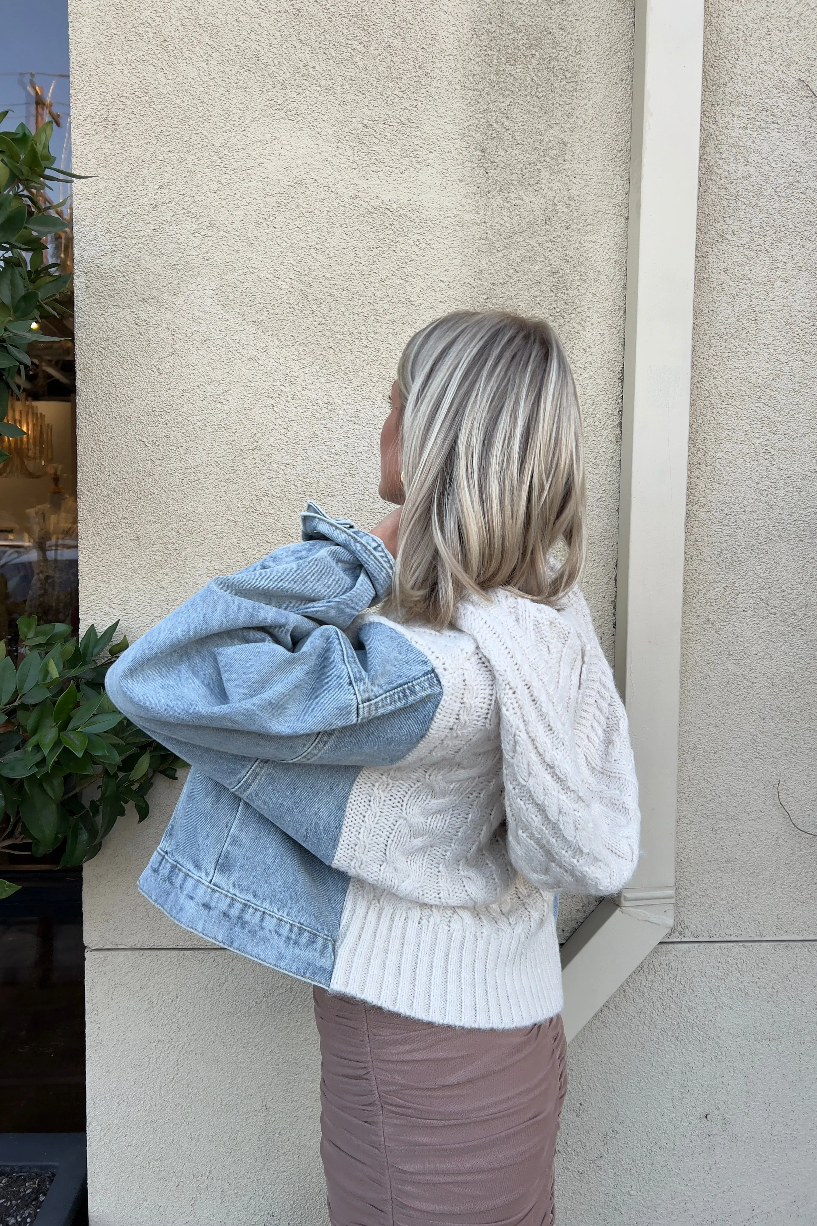 PONDEROSA KNIT AND DENIM HOODED JACKET