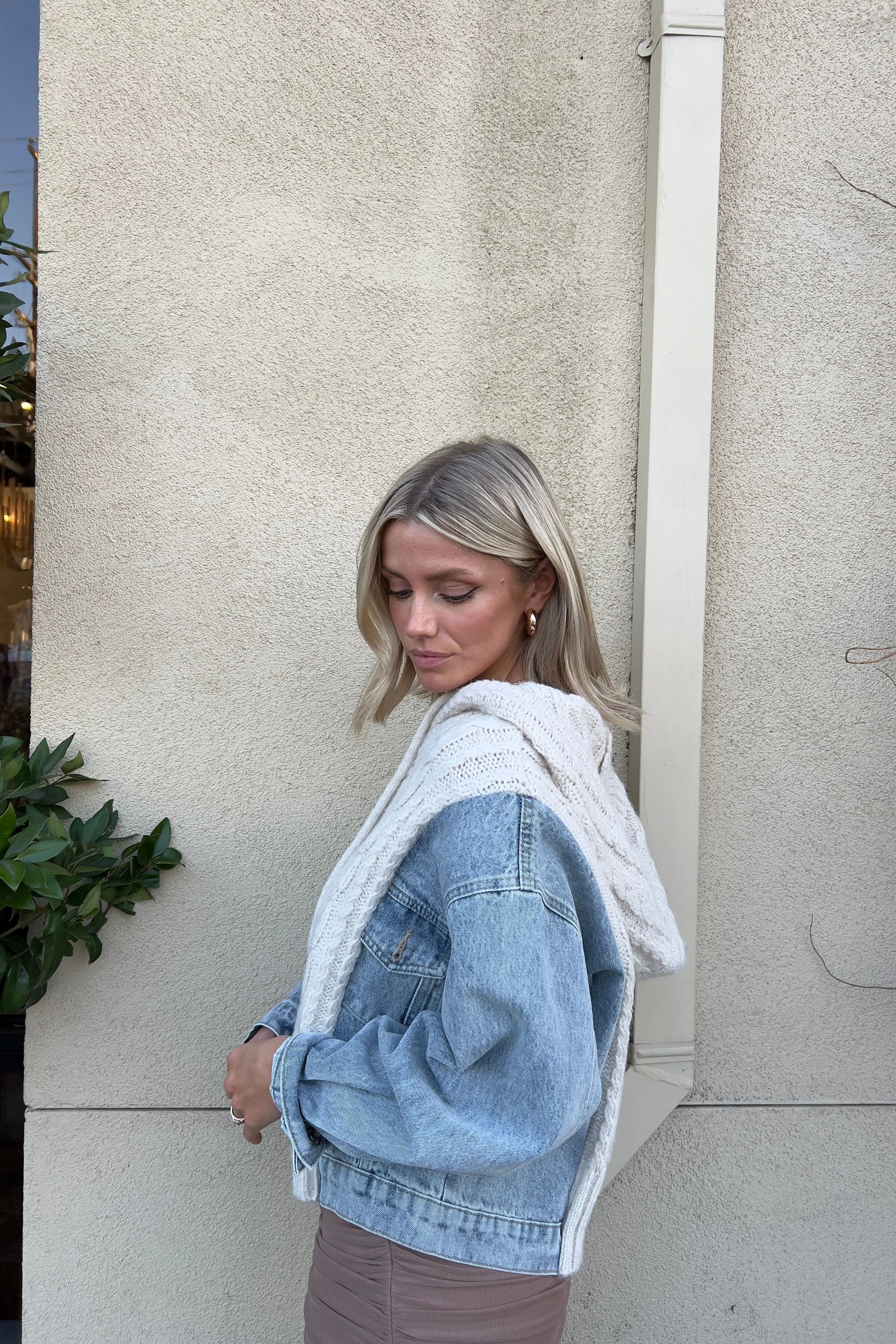 PONDEROSA KNIT AND DENIM HOODED JACKET