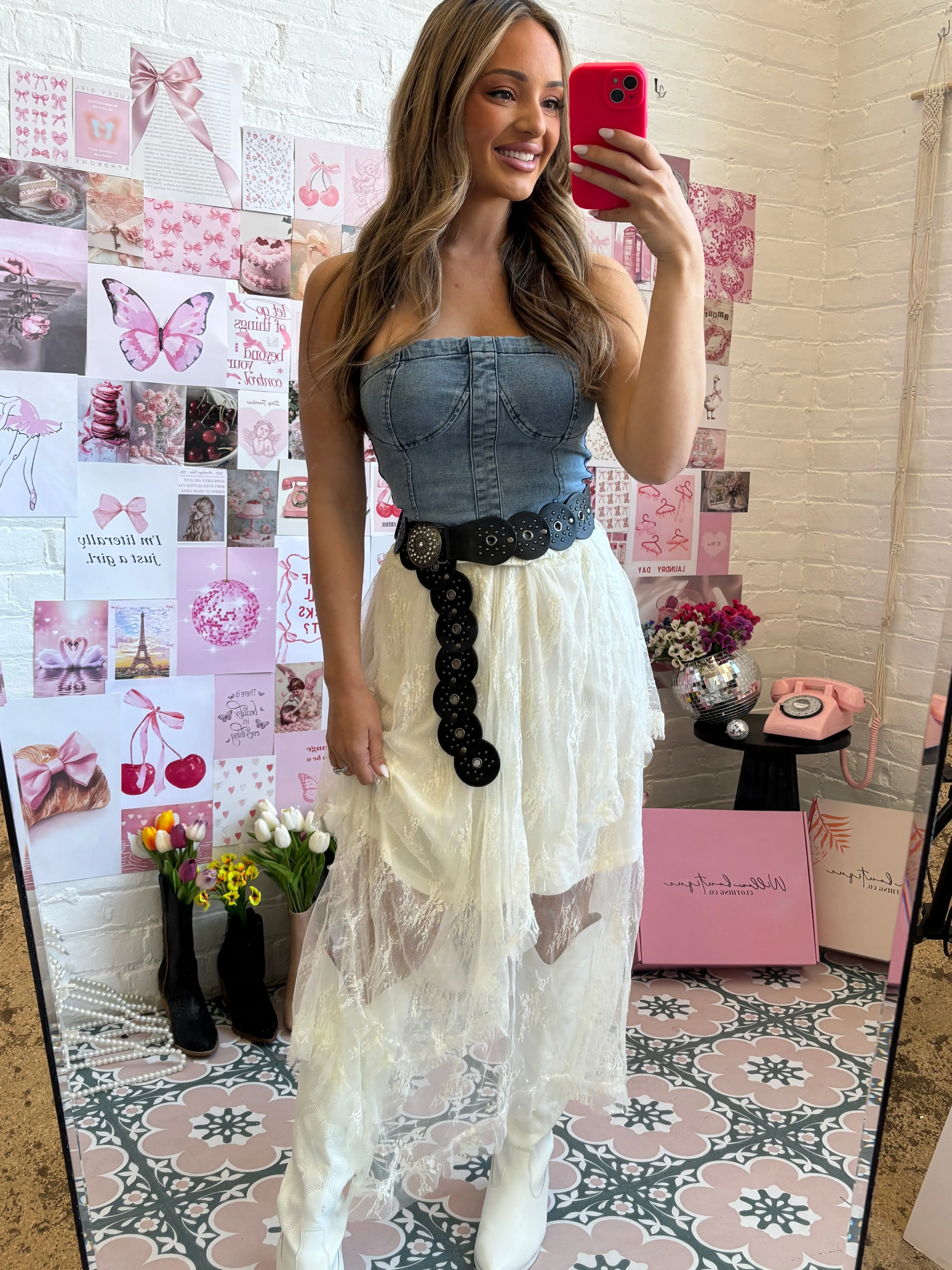 PREORDER: Euphoric Lace Tiered Midi Skirt