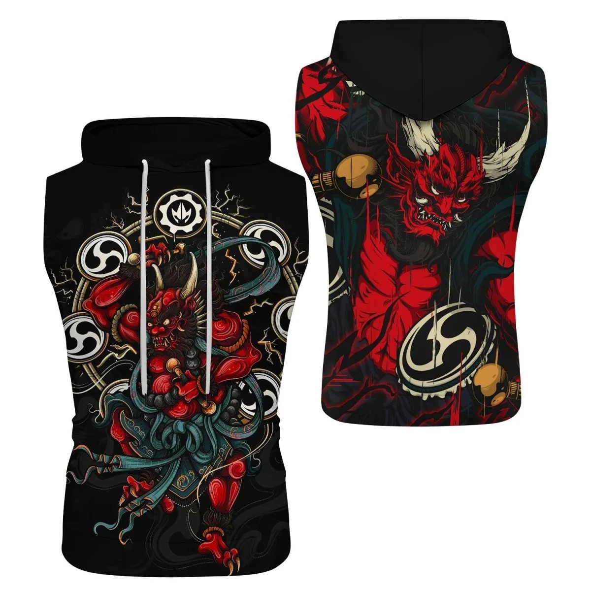 Raijin God Sleeveless Pullover & Zip Hoodie